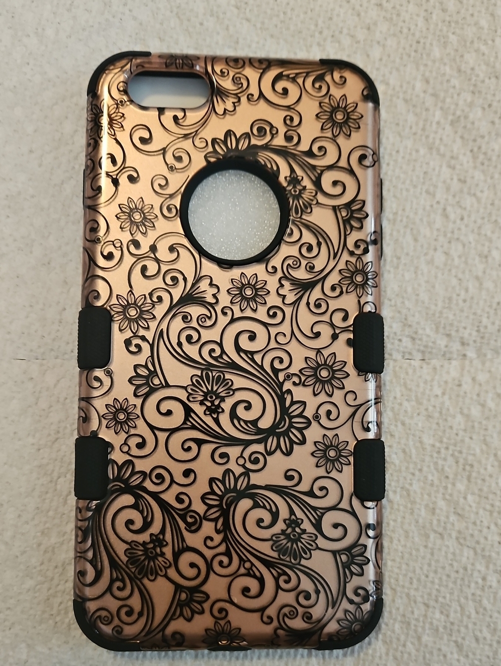 MYBAT Floral Pink Black Scroll Clear Bumper Case for iPhone 6 Plus / 6s Plus OS